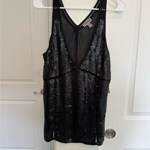 NWT Nordstrom Black Sequin Sleeveless Top